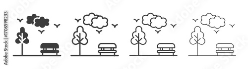 park vector icon set in black and white color.
