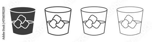 Whiskey Glass vector icon set in black and white color.