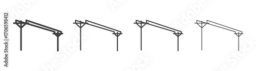 Utility pole vector icon set in black and white color.