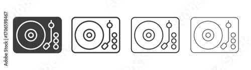Turntable vector icon set in black and white color.
