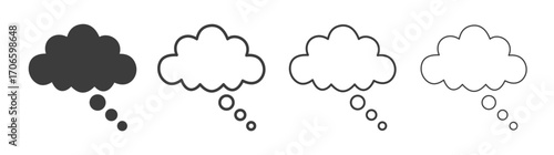Thought bubble vector icon set in black and white color.