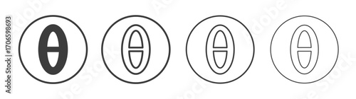 Theta vector icon set in black and white color.