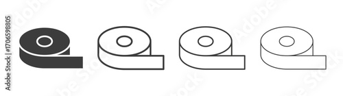 Tape vector icon set in black and white color.