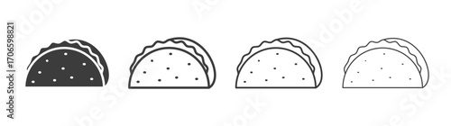 Taco vector icon set in black and white color.