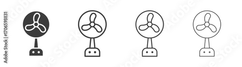 Table Fan vector icon set in black and white color.