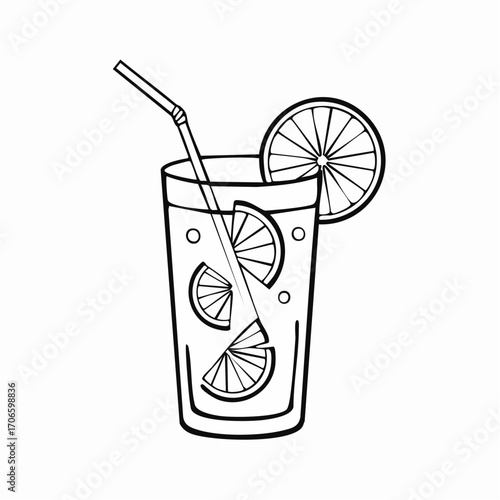 Citrus Spritz Simple Line Art