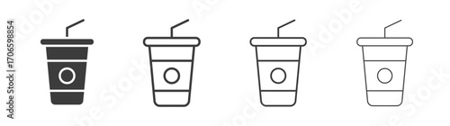 Swoosh Cup vector icon set in black and white color.