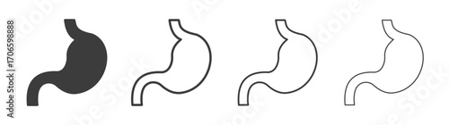 Stomach vector icon set in black and white color.
