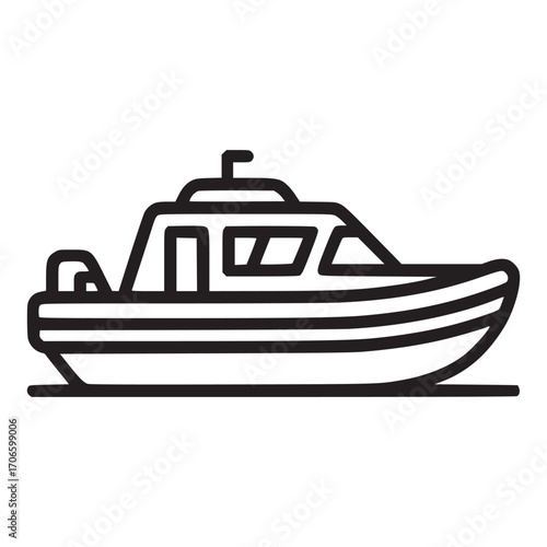 Illustration of a motorboat the design features a sleek, modern boat with a cabin and a powerful engine, perfect for recreational boating or fishing the clean lines and minimalist style make it ideal 
