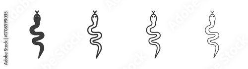 Snake vector icon set in black and white color.