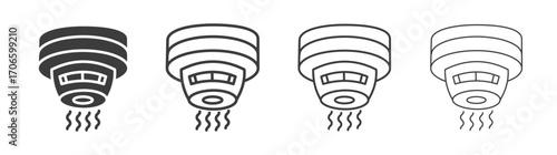 Sensor smoke vector icon set in black and white color.
