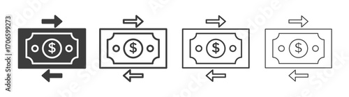 Send money vector icon set in black and white color.