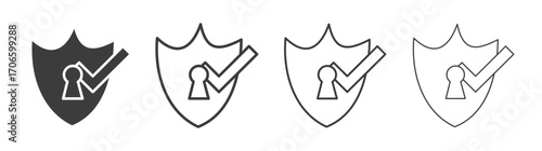 Security vector icon set in black and white color.