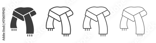 Scarf vector icon set in black and white color.