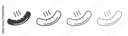 Sausage vector icon set in black and white color.