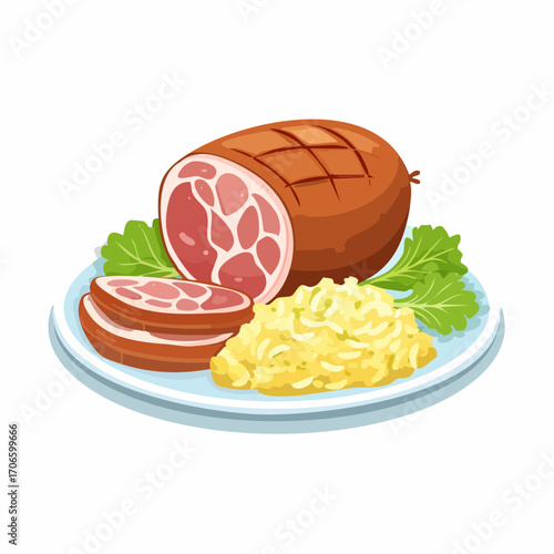 Kassler mit Sauerkraut und Kartoffelpüree