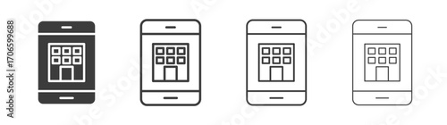 Reservation smartphone vector icon set in black and white color.