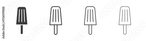 Popsicle vector icon set in black and white color.