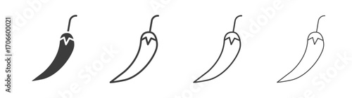 Pepper vector icon set in black and white color.