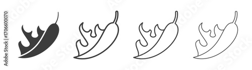 Pepper hot vector icon set in black and white color.