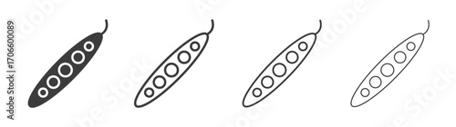Peapod vector icon set in black and white color.