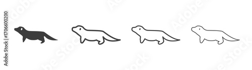 Otter vector icon set in black and white color.