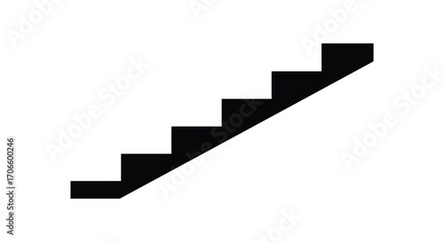 a simple black staircase icon on white background