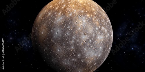 Planet Mercury in space orbiting the sun in our solar system