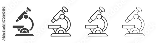 Microscope vector icon set in black and white color.