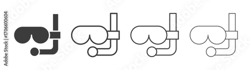 Mask snorkel vector icon set in black and white color.