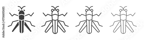 Locust vector icon set in black and white color.
