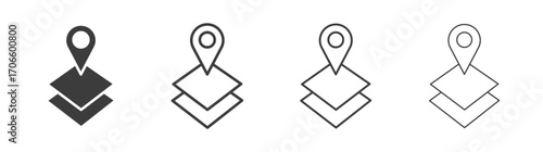 Land layer location vector icon set in black and white color.