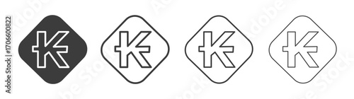 Kip vector icon set in black and white color.