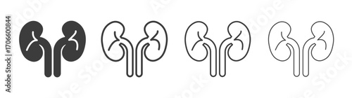 Kidneys vector icon set in black and white color.