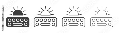 Keyboard brightness vector icon set in black and white color.