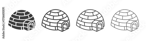 Igloo vector icon set in black and white color.