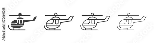 Helicopter vector icon set in black and white color.