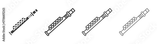 Flute vector icon set in black and white color.