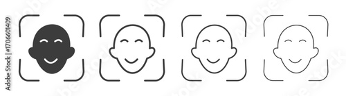 Face id vector icon set in black and white color.