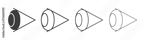 Eye side vector icon set in black and white color.