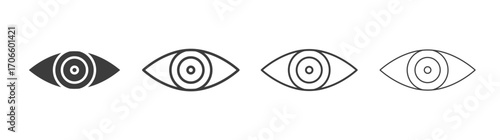 Eyes vector icon set in black and white color.