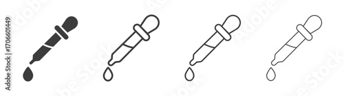 Eye dropper half vector icon set in black and white color.