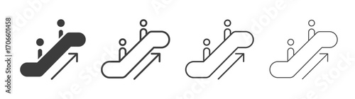 Escalator vector icon set in black and white color.