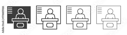 Exhibitor vector icon set in black and white color.