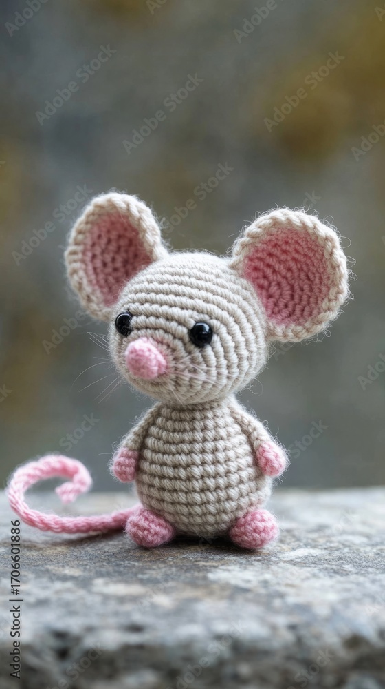 Fototapeta premium crochet mouse generative ai