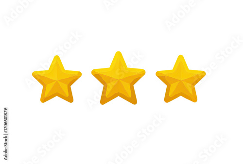 Three golden stars on a black background.  Rating of three out of five stars.  Simple, graphic, and positive feedback representation