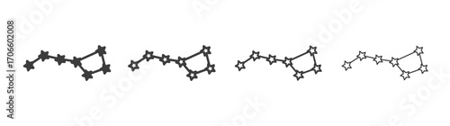 Constellation vector icon set in black and white color.
