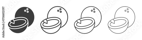 Coconut vector icon set in black and white color.