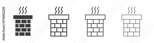 Chimney vector icon set in black and white color.