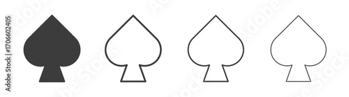 Card-spade vector icon set in black and white color.
